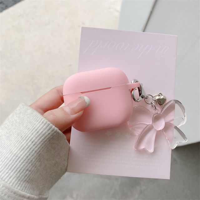 Plain Apple AirPods / Pro Earphone Case Skin with Bow Charm