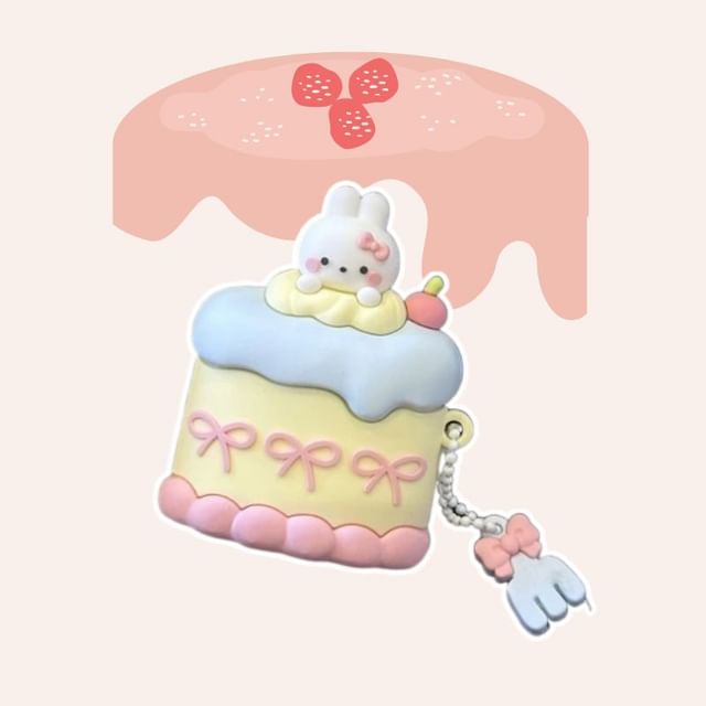 Rabbit Cake Apple AirPods / Pro Earphone Case Skin with Charm