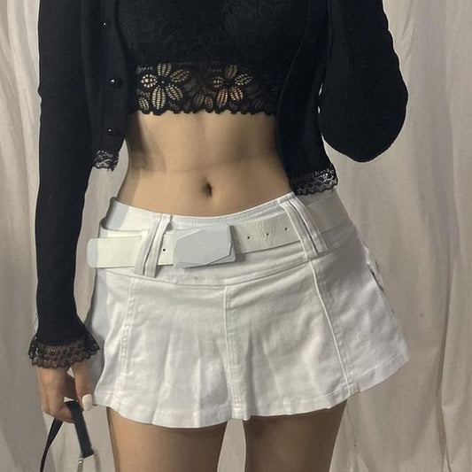 Low Waist Cargo Mini A-Line Skirt