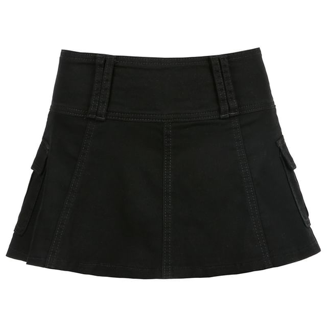 Low Waist Cargo Mini A-Line Skirt