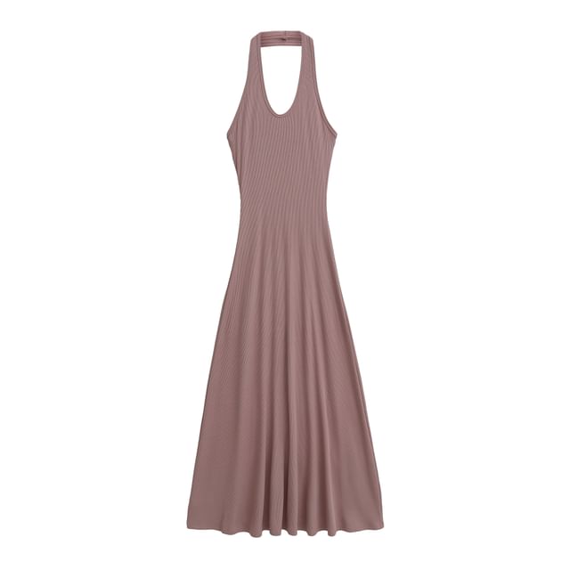 Black Halter Maxi A-Line Dress - Altfashion Shop