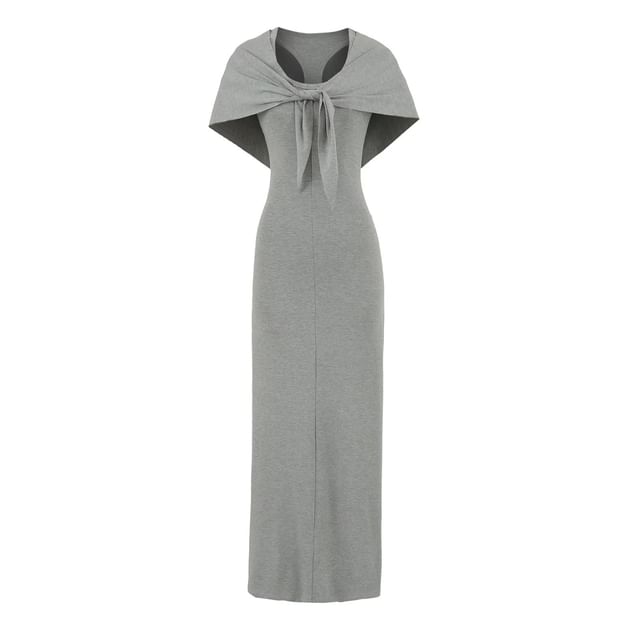 Black Scoop Neck Racerback Tank Dress with Scarf - Altfashion Shop