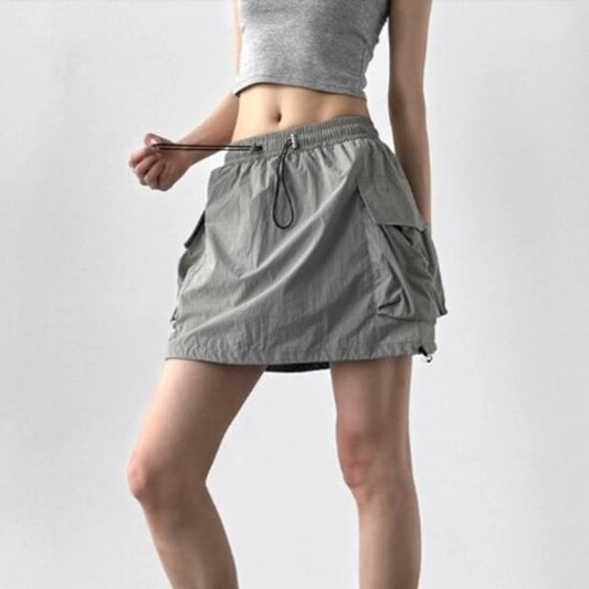 Low Rise Cargo Mini A-Line Skirt