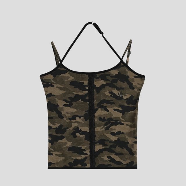 Halter Top with Lace Trim