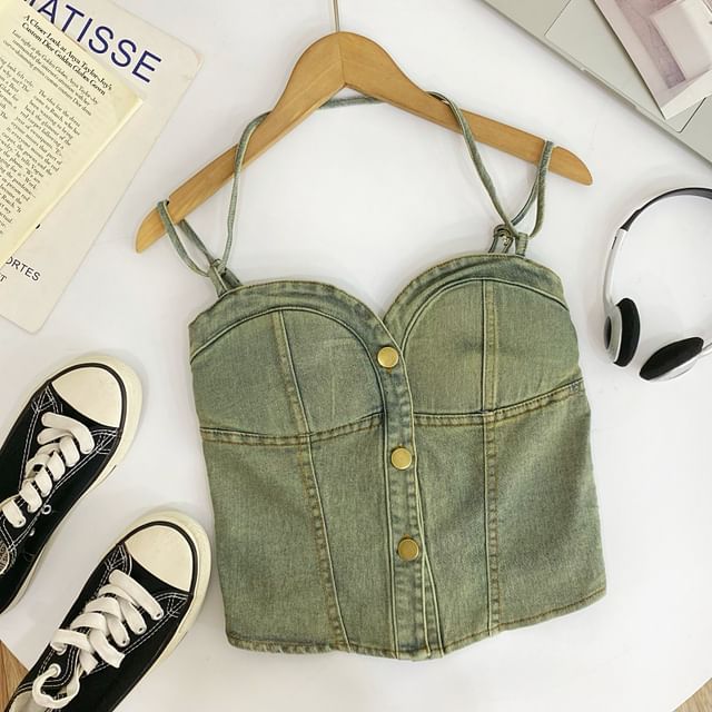 Buttoned Denim Camisole
