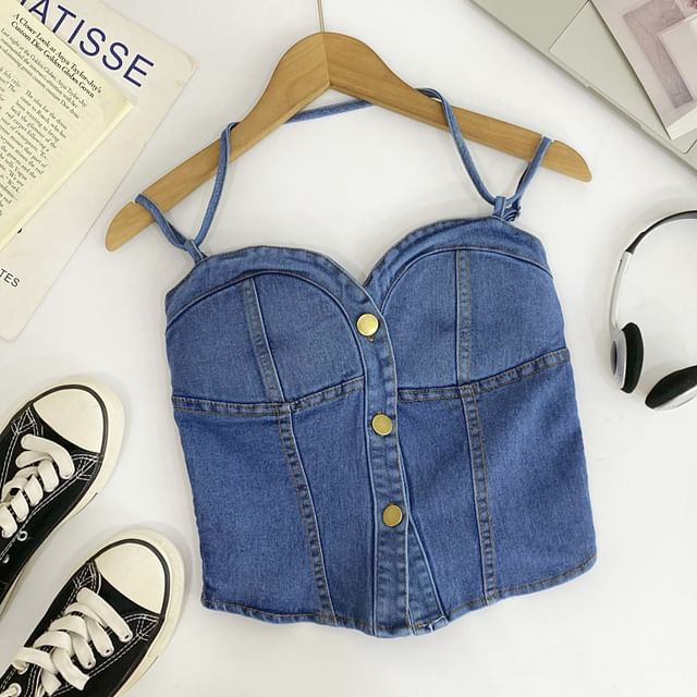 Buttoned Denim Camisole