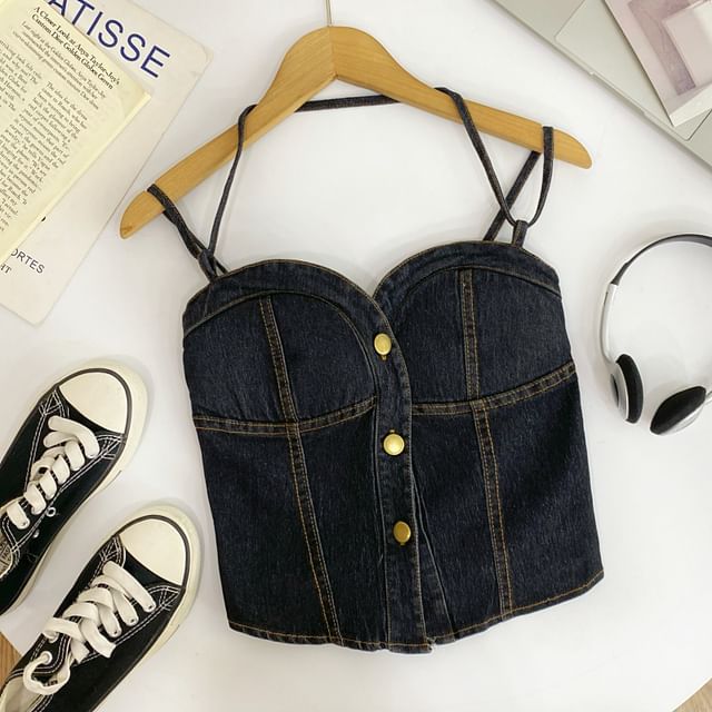 Buttoned Denim Camisole