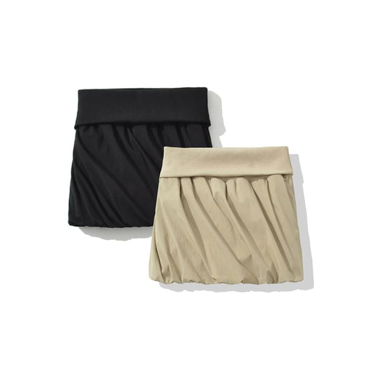 Ruched Mini Pencil Skirt with High Rise Waist
