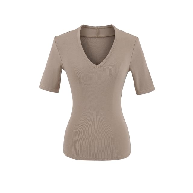 V-Neck Plain Short-Sleeved Tee