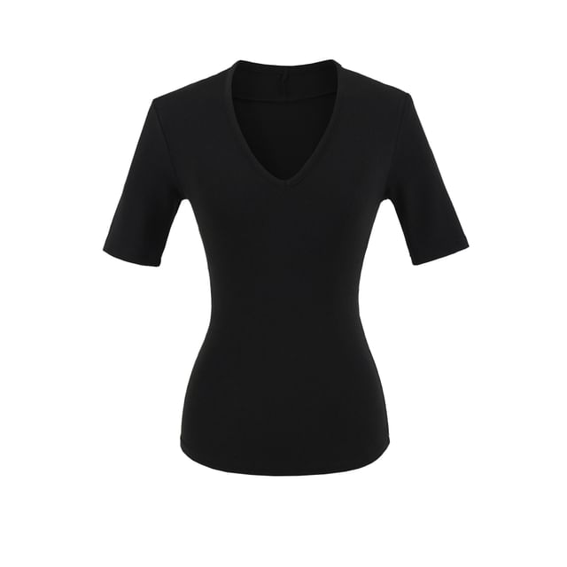 V-Neck Plain Short-Sleeved Tee