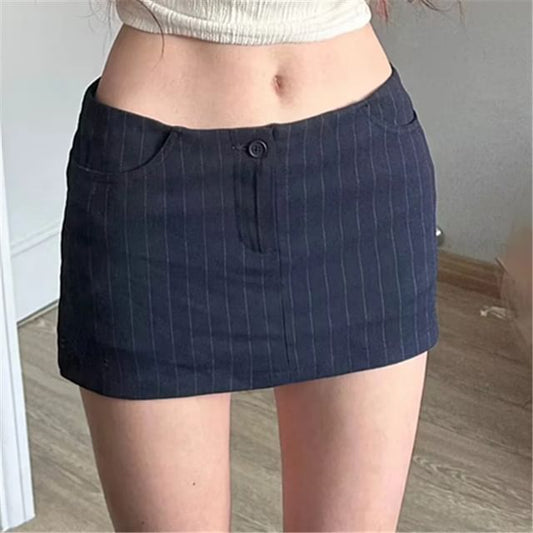 Striped Mini Pencil Skirt with Mid Rise Fit