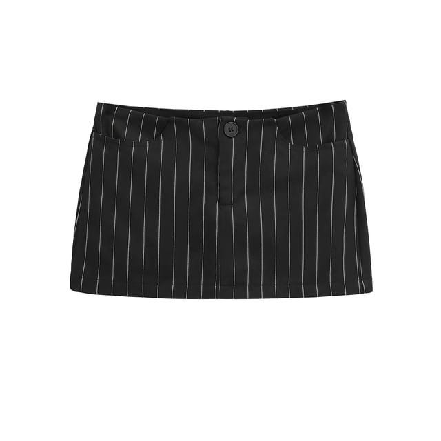 Striped Mini Pencil Skirt with Mid Rise Fit