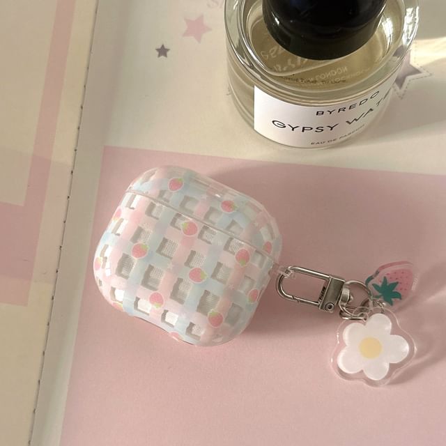 Strawberry Print AirPods Earphone Case Skin / Charm / Set