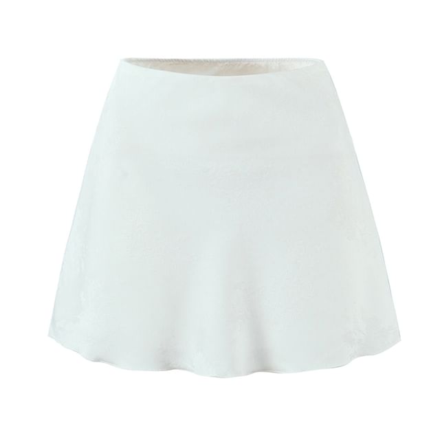 Jacquard High Rise Mini A-Line Skirt