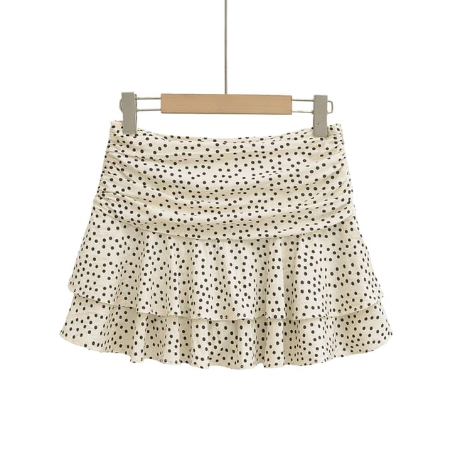 Ruched Ruffle High Waist Mini A-Line Skirt