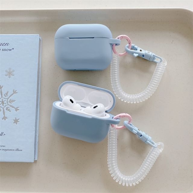 Plain Apple AirPods / Pro Earphone Case Skin with Coil Strap