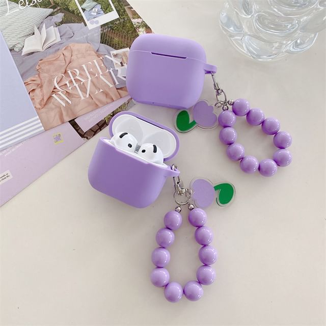 Plain Apple AirPods / Pro Earphone Case Skin with Tulip Bead Strap