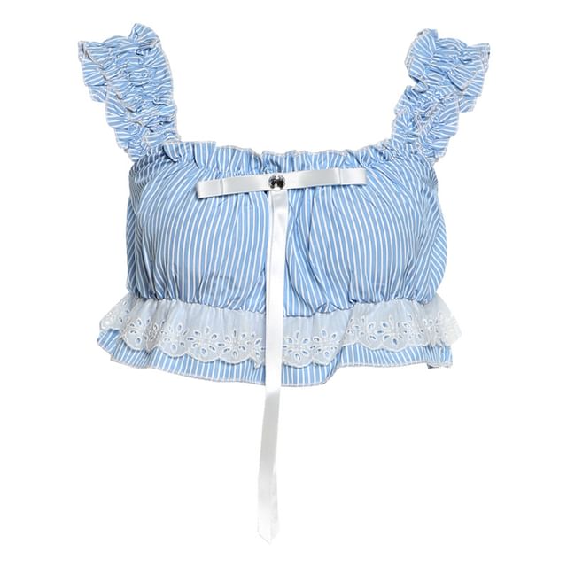 Striped Off-Shoulder Cropped Top with High-Waisted Maxi A-Line Skirt