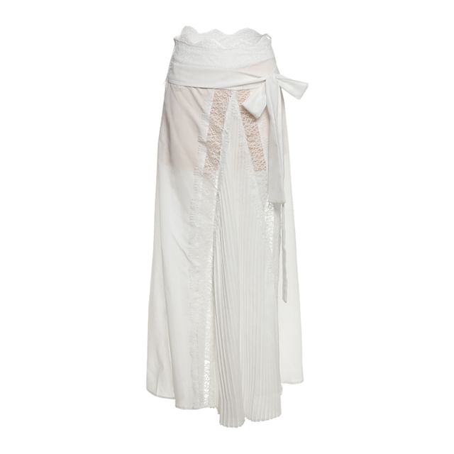 Sleeveless Lace Crop Top & High-Waist Maxi A-Line Skirt