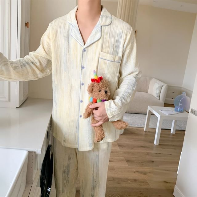 Couple Matching Long-Sleeve Tie Dye Pajama Top / Pants / Dress / Set