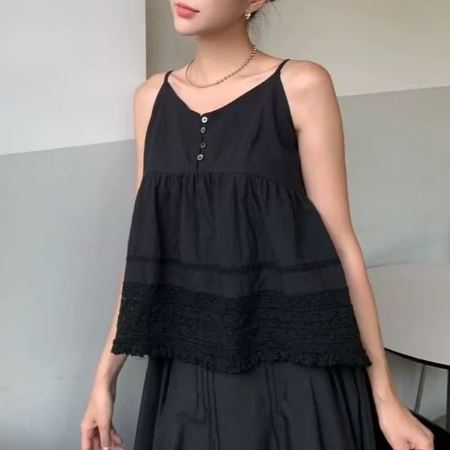 V-Neck Lace Camisole Spaghetti Strap