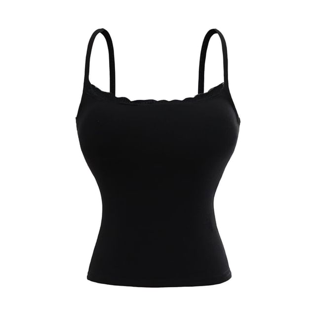 Scoop Neck Lace Cami Spaghetti Strap