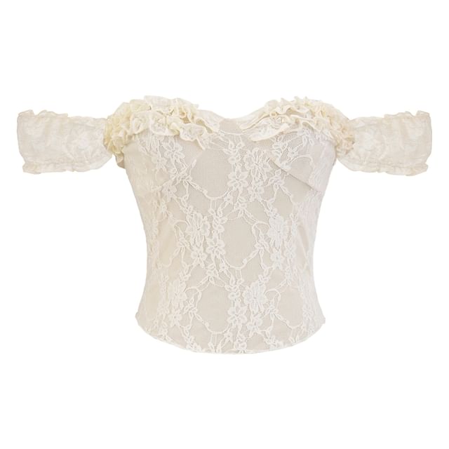 Square Neck Frill Lace Sleeveless Top