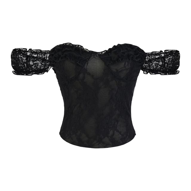 Square Neck Frill Lace Sleeveless Top