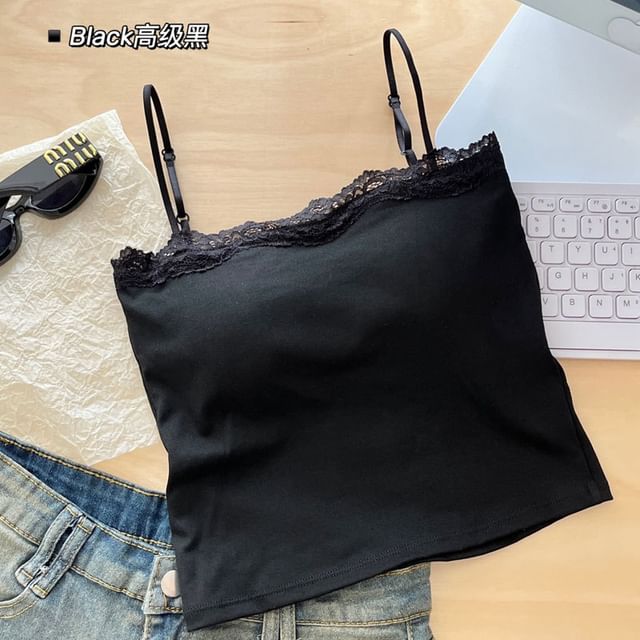 Lace Trim Padded Slim Camisole