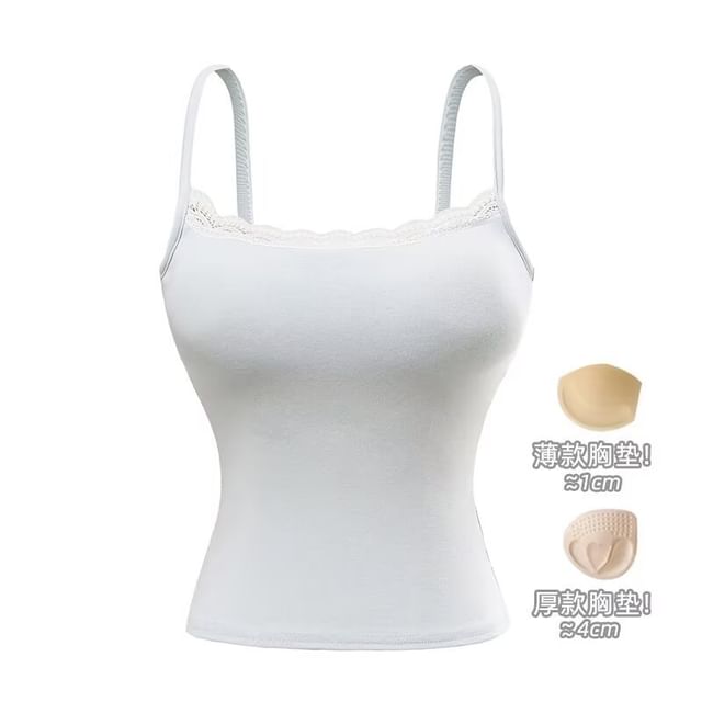 Lace Trim Plain Cami Top
