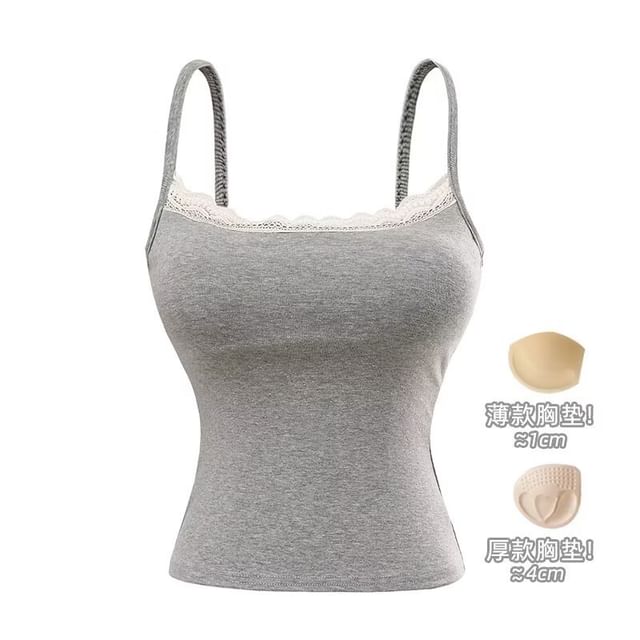 Lace Trim Plain Cami Top