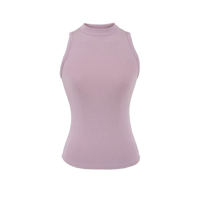 Plain Cropped Crew-Necked Tank Top