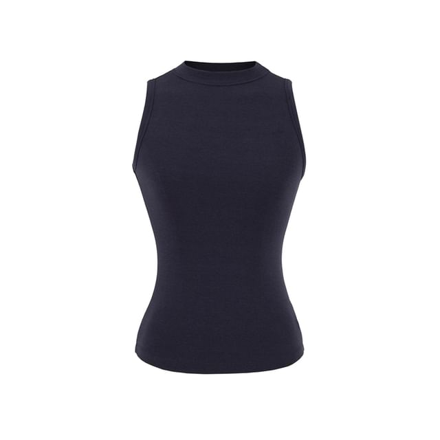 Plain Cropped Crew-Necked Tank Top