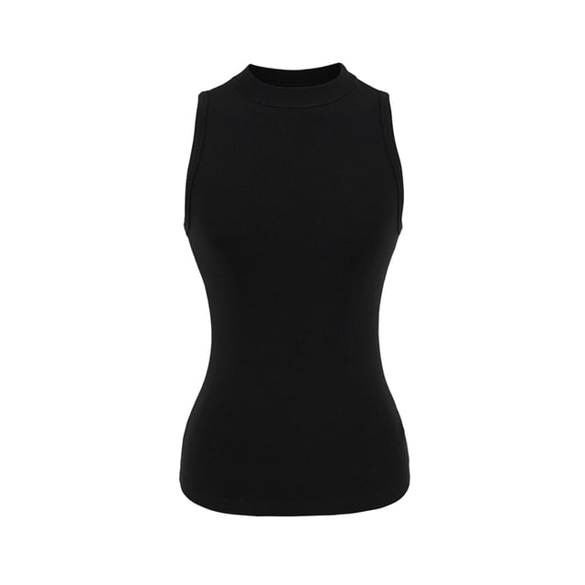 Plain Cropped Crew-Necked Tank Top
