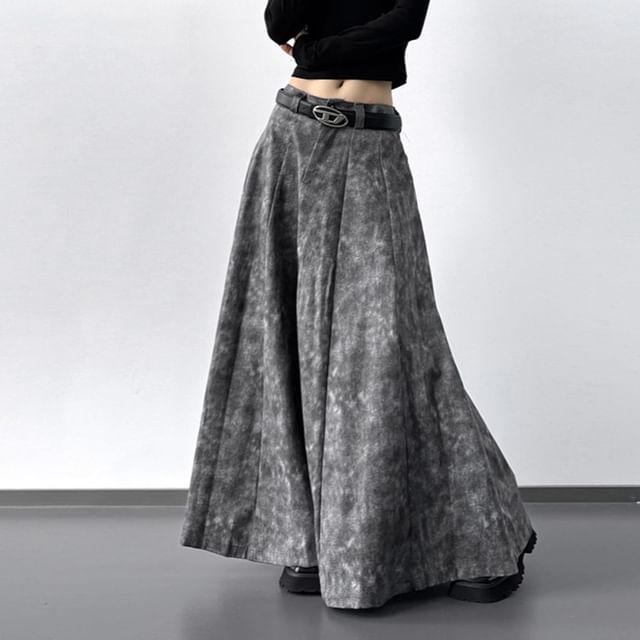 Mid Rise Tie-Dye Panel A-Line Maxi Skirt