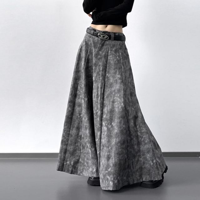 Mid Rise Tie-Dye Panel A-Line Maxi Skirt