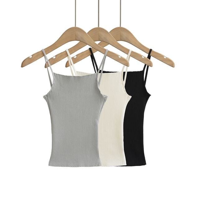 Ribbed Knitted Plain Cami Top