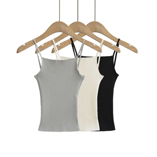 Ribbed Knitted Plain Cami Top