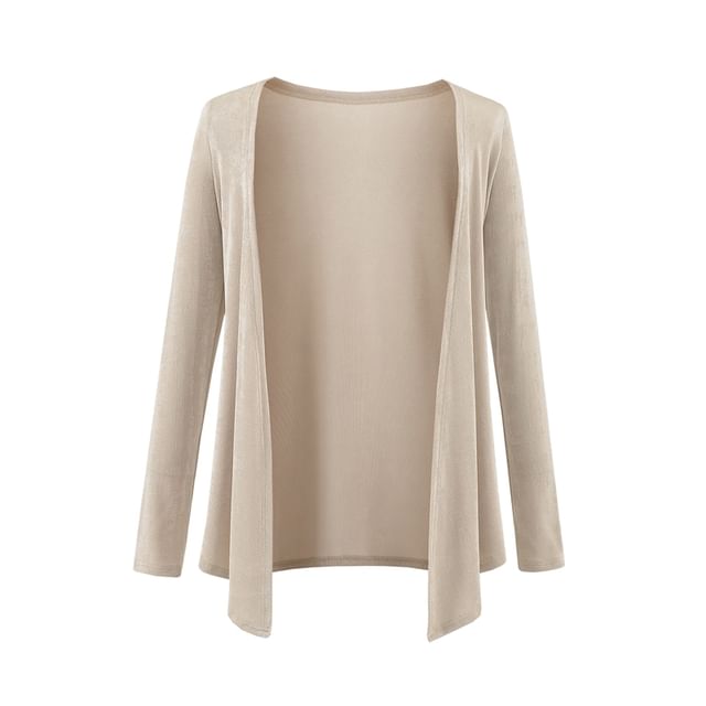 Open-Front Cardigan & Cami & Flared High-Waisted Pants Set