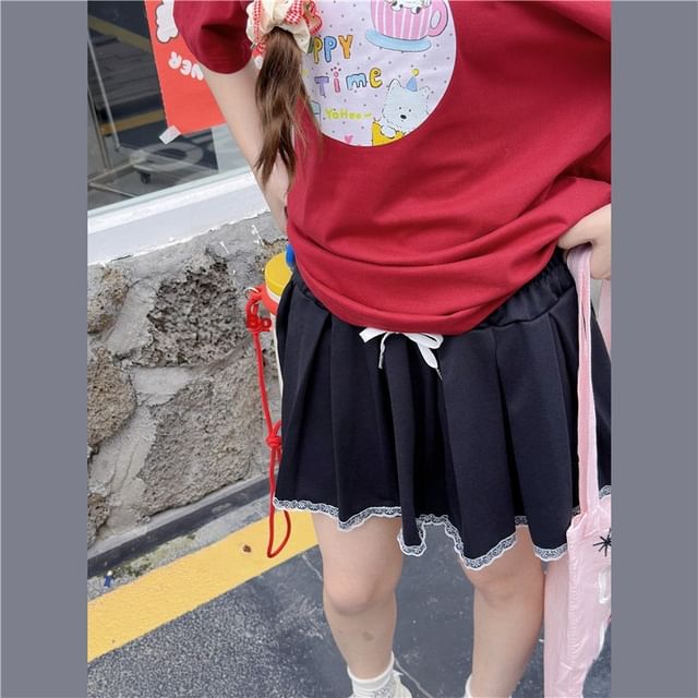 High Rise Mini Pleated Skirt Plain