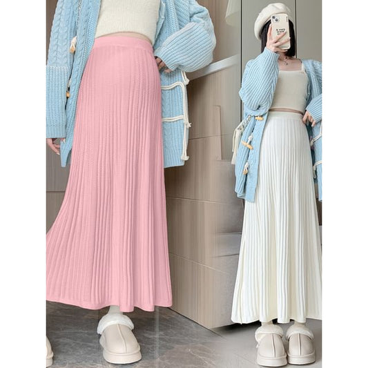 Maternity Knit Midi A-Line Skirt High Rise