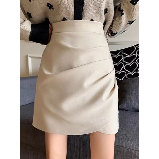 High Waist Mini Pencil Skirt Plain