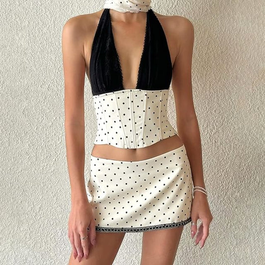 Plaid Crop Tank & Low Rise Mini Skirt Duo