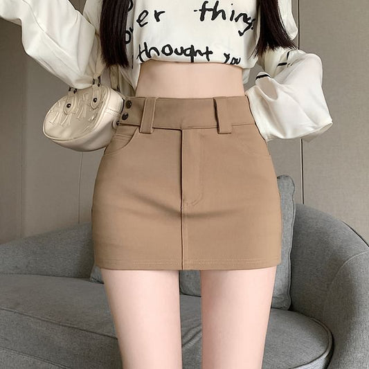High Rise Mini Pencil Skirt Plain