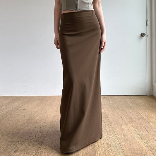 High Rise Plain Pencil Maxi Skirt
