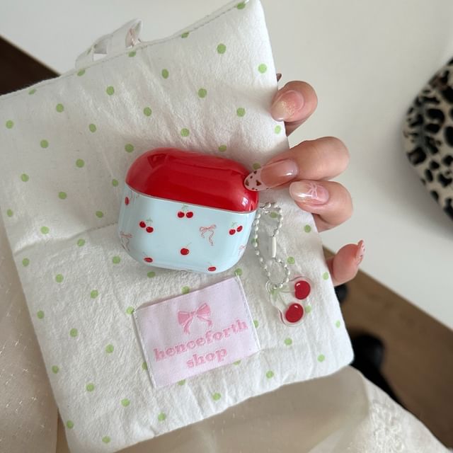 Cherry Print AirPods Earphone Case Skin / Ring Hoop / Charm / Set