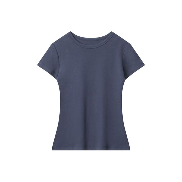 Plain Crewneck Tee with Short Sleeves