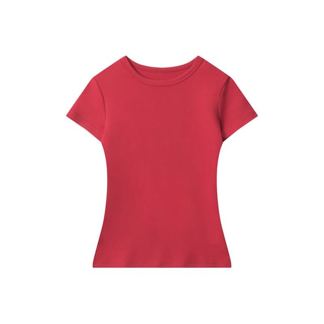 Plain Crewneck Tee with Short Sleeves