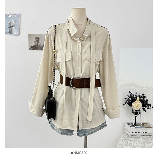 Plain Slim-Fit Shirt, Long-Sleeved
