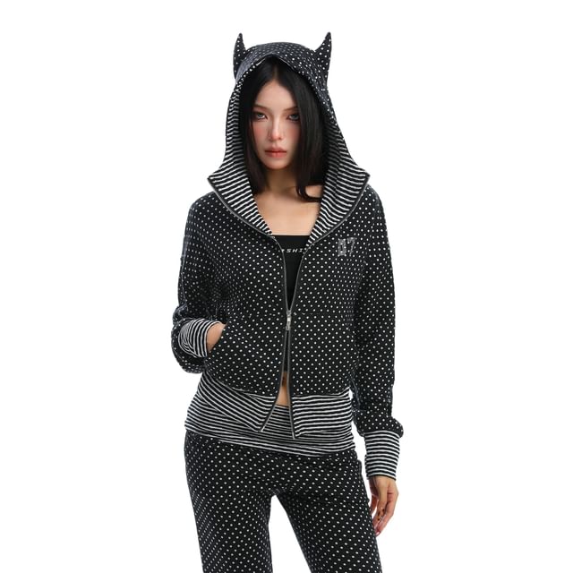 Dotted Zip-Up Hoodie